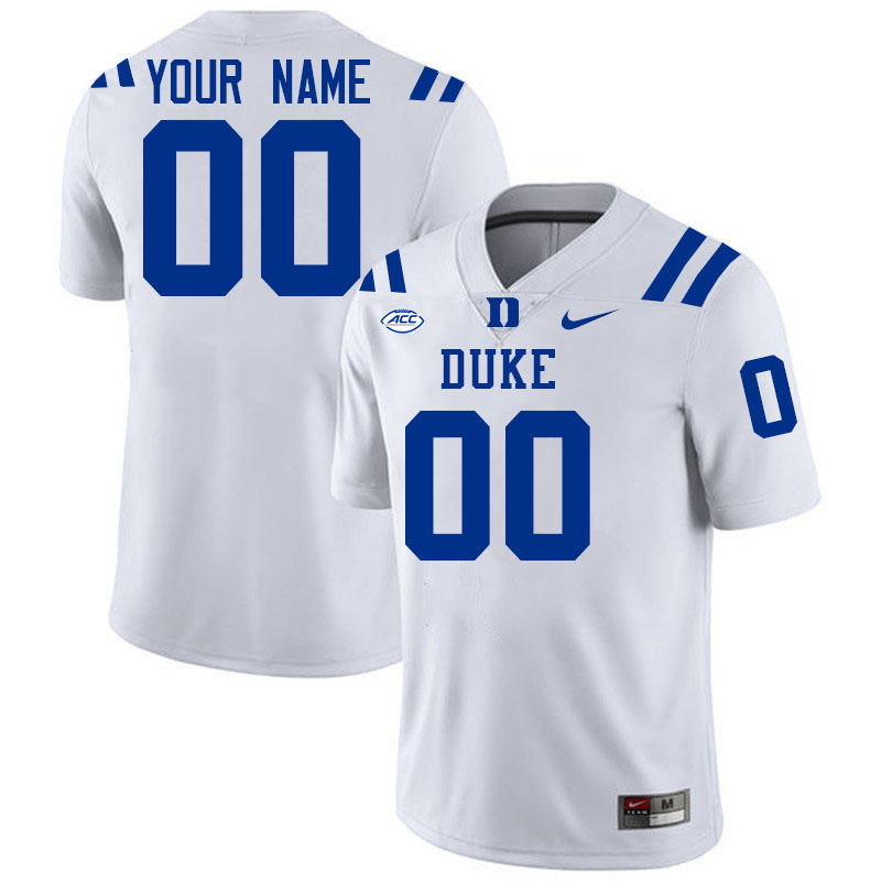 Custom Duke Blue Devils Name And Number Football Jersey-White